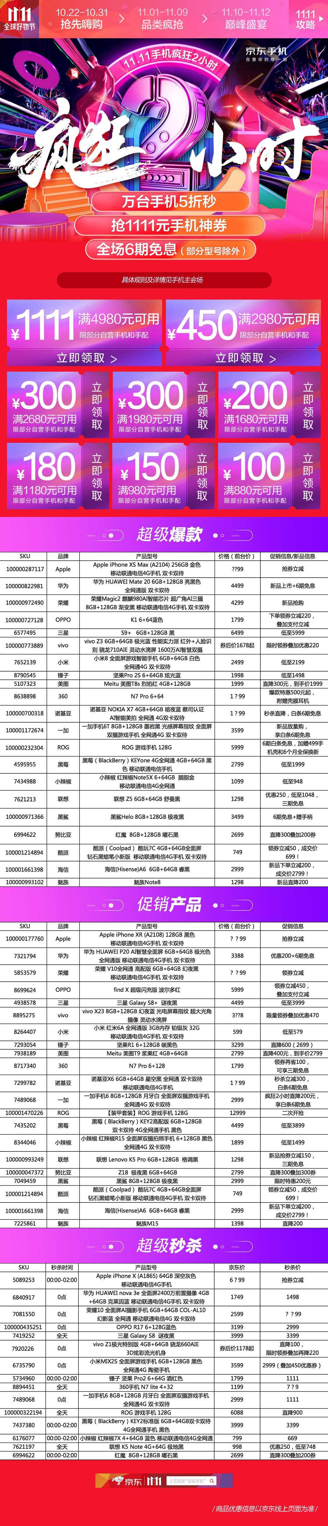 京東雙11瘋狂2小時(shí) 萬(wàn)臺(tái)手機(jī)5折秒殺